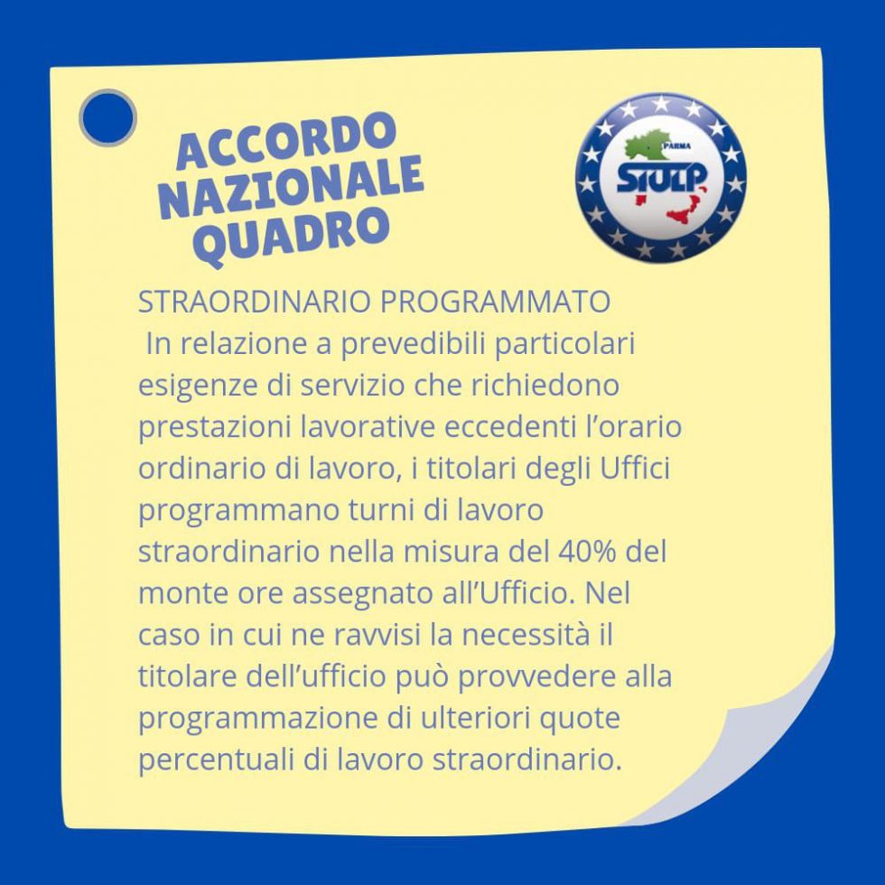Scheda illustrata: Straordinario programmato