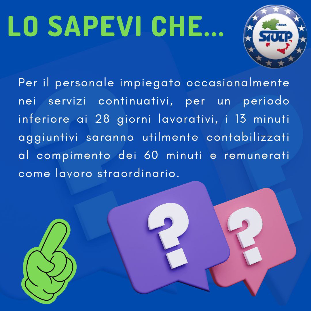 Scheda illustrata: Compimento dei 60 minuti nei servizi continuativi
