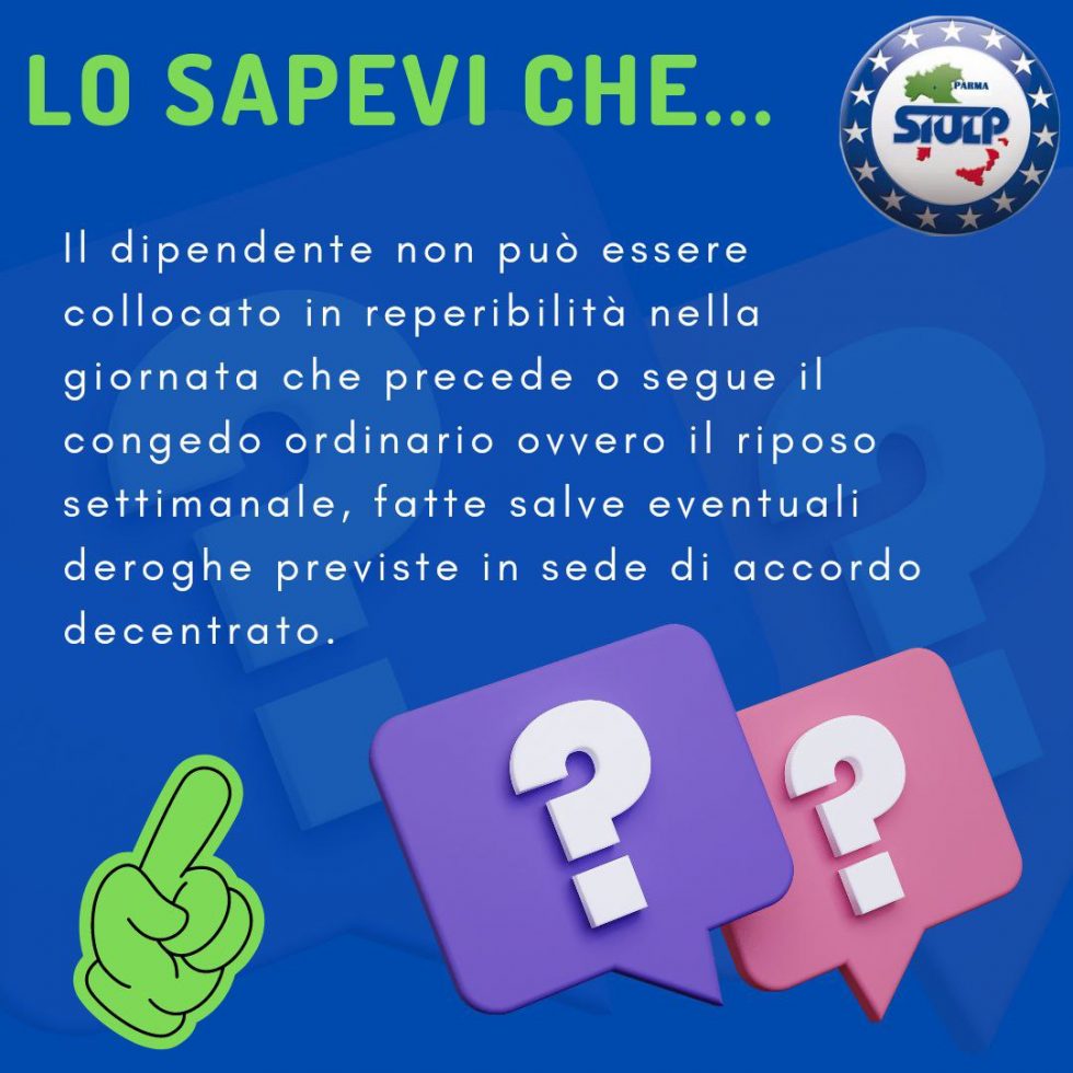 Scheda illustrata: Reperibilità e congedo o riposo settimanale